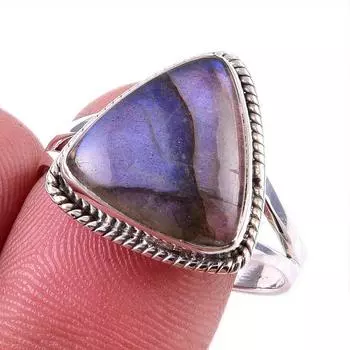 Натуральный драгоценный камень лабрадорит 925 пробы стерлинговое серебро ювелирное кольцо размер 10 M1B90