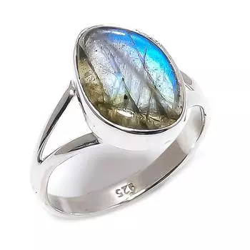 Натуральный драгоценный камень лабрадорит 925 пробы, ювелирное кольцо из стерлингового серебра, размер 7 M5u24