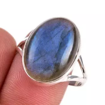 Натуральный драгоценный камень лабрадорит 925 пробы стерлинговое серебро ювелирное кольцо размер 10 c9D97