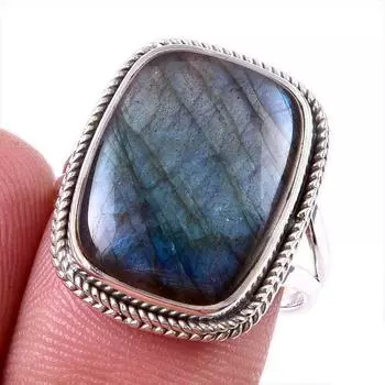 Натуральный драгоценный камень лабрадорит 925 пробы стерлинговое серебро ювелирное кольцо размер 8 i7J38