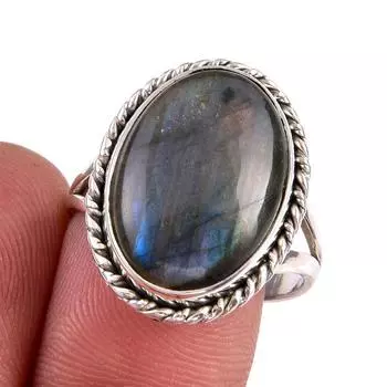 Натуральный драгоценный камень лабрадорит 925 пробы стерлинговое серебро ювелирное кольцо размер 9 c9u54
