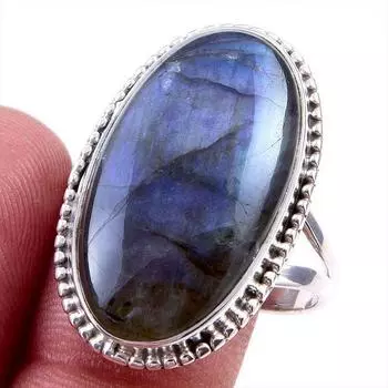 Натуральный драгоценный камень лабрадорит 925 пробы стерлинговое серебро ювелирное кольцо размер 10 Y6O56