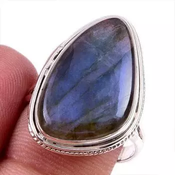 Натуральный драгоценный камень лабрадорит, ручная работа, серебряное ювелирное кольцо 925 пробы, размер 8 n5B71