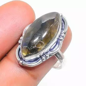 Натуральный драгоценный камень лабрадорит ювелирное кольцо из стерлингового серебра 925 пробы размер 7,5 d6J85