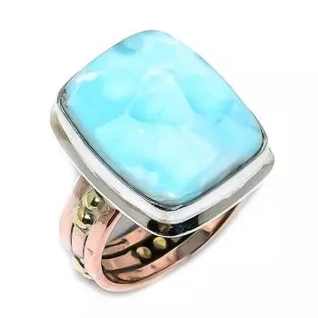 Натуральный драгоценный камень Ларимар 925 пробы, подарочное двухцветное кольцо из стерлингового серебра S.10 W2l37