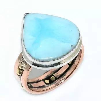 Натуральный драгоценный камень Ларимар 925 пробы, подарочное двухцветное кольцо из стерлингового серебра S.10 D0j61