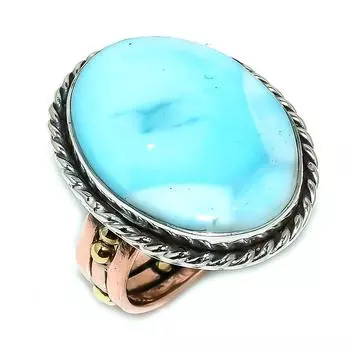 Натуральный драгоценный камень Ларимар 925 пробы, подарочное двухцветное кольцо из стерлингового серебра S.10 j1V41