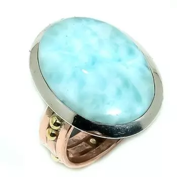 Натуральный драгоценный камень Ларимар 925 пробы стерлинговое серебро ювелирные изделия двухцветное кольцо размер 9.5 g5p41