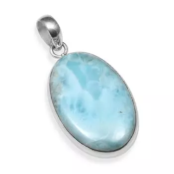Натуральный драгоценный камень Ларимар, стерлинговое серебро 925 пробы, подвеска ручной работы овальной формы для женщин и девочек синий