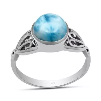 Натуральный драгоценный камень Ларимар, твердое серебро 925 пробы, ручная работа, кольцо-пасьянс в викторианском стиле, ювелирные изделия для женщин и девочек 5