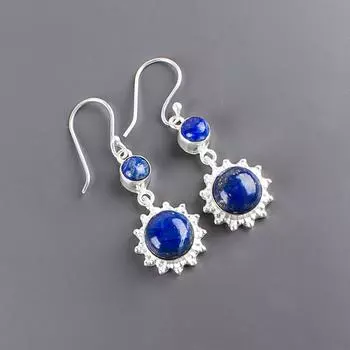 Натуральный драгоценный камень лазурит 925 стерлинговое серебро ювелирные изделия ручной работы серьги 1,80 EE-13-21