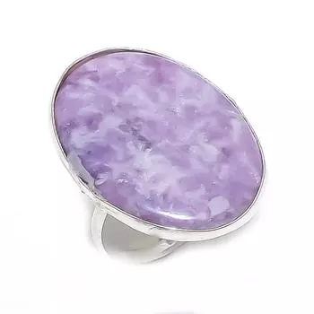 Натуральный драгоценный камень лепидолит 925 пробы серебряное ювелирное кольцо размер 8.5 v1p39