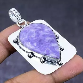 Натуральный драгоценный камень лепидолит 925 пробы, серебряный ювелирный кулон 2,25 дюйма B2p48