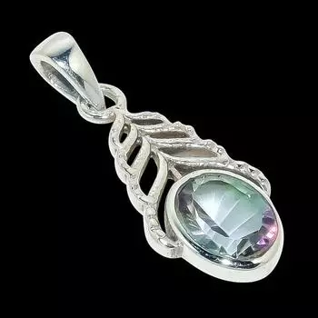 Натуральный драгоценный камень мистический топаз из стерлингового серебра 925 пробы, подарочная подвеска 1,25 дюйма K9j62
