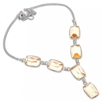 Натуральный драгоценный камень морганит 925 пробы серебряное ювелирное ожерелье 18 дюймов p9v66