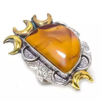 Натуральный драгоценный камень Мукаит из стерлингового серебра 925 пробы, подарочное двухцветное кольцо, размер 9 w4k77