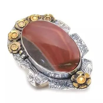 Натуральный драгоценный камень Мукаит из стерлингового серебра 925 пробы, подарочное двухцветное кольцо, размер 9 n2m28