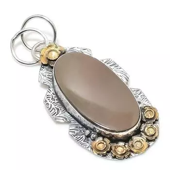 Натуральный драгоценный камень Мукаит из стерлингового серебра 925 пробы, двухцветный кулон 2,29 дюйма o4M67