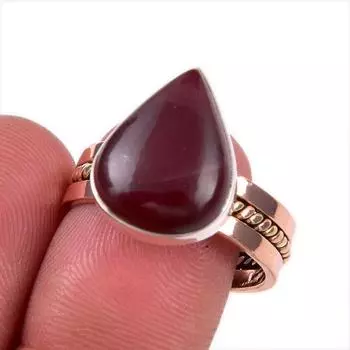 Натуральный драгоценный камень Мукаит из твердого серебра 925 пробы, подарочное двухцветное кольцо S.9 c3i39