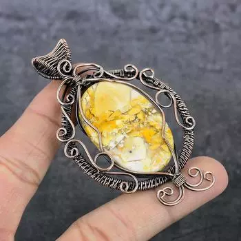 Натуральный драгоценный камень Мукаит, медная проволока, подарочная ювелирная подвеска 3,15 дюйма Z3M06