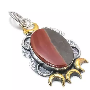 Натуральный драгоценный камень Мукаит, стерлинговое серебро 925 пробы, двухцветный кулон 2,25 дюйма b8B59