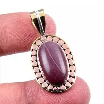 Натуральный драгоценный камень Мукаит, стерлинговое серебро 925 пробы, двухцветный кулон 1,5 дюйма h3U90