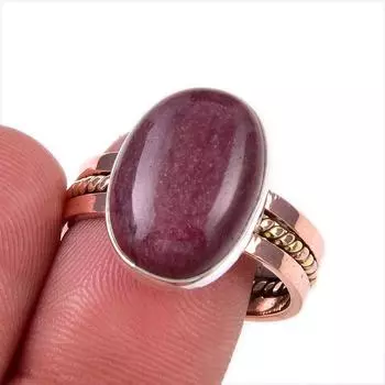 Натуральный драгоценный камень Мукаит, твердое серебро 925 пробы, двухцветное кольцо, размер 10 S0d22