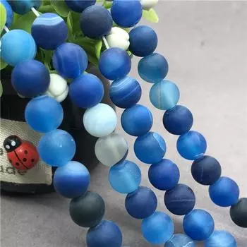 Натуральный драгоценный камень, натуральный матовый полосатый синий агат, свободные бусины, матовые полосатые бусины из агата 6/8/10 мм 6mm-30pcs