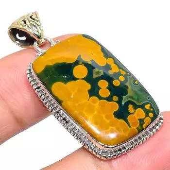 Натуральный драгоценный камень океанской яшмы 925 пробы, подарочный кулон из стерлингового серебра 1,77 дюйма, D8J75