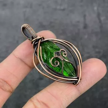 Натуральный драгоценный камень перидот, медная проволока, подарочная ювелирная подвеска 2,36 дюйма Z7R15