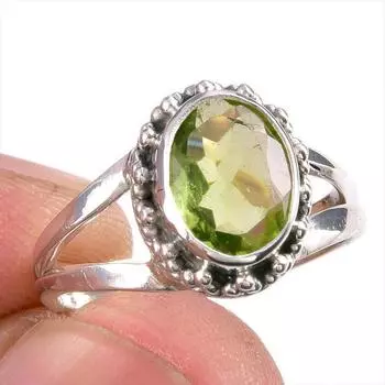Натуральный драгоценный камень перидот, ручная работа, кольцо из цельного серебра 925 пробы, размер 5,5 T6q98