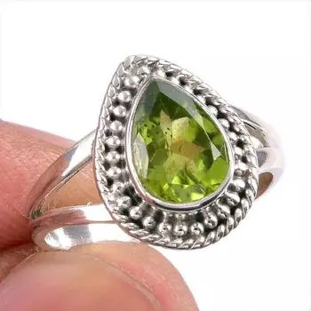 Натуральный драгоценный камень перидот ручной работы из твердого серебра 925 пробы, подарочное ювелирное кольцо, размер 6 t0Y25