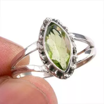 Натуральный драгоценный камень перидот, твердое серебро 925 пробы ручной работы, подарочное ювелирное кольцо, размер 7 L9J76