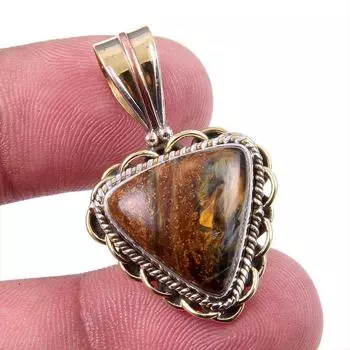 Натуральный драгоценный камень Питерсит 925 пробы, двухцветный кулон из стерлингового серебра 925 пробы, размер 1,25 дюйма, A7B37