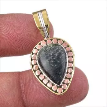 Натуральный драгоценный камень Питерсит 925 пробы, двухцветный кулон из стерлингового серебра 1,50 дюйма v0c46