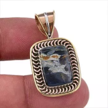 Натуральный драгоценный камень Питерсит 925 пробы, двухцветный кулон из стерлингового серебра 1,50 дюйма t1K03