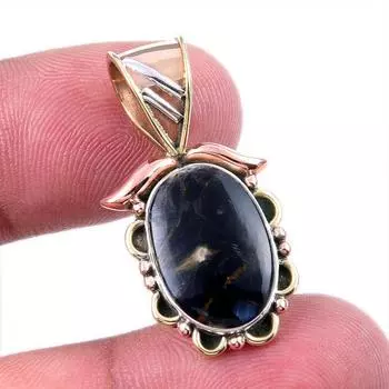 Натуральный драгоценный камень Питерсит 925 пробы, двухцветный кулон из стерлингового серебра 1,25 дюйма, H9I06