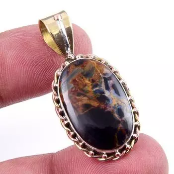 Натуральный драгоценный камень Питерсит 925 пробы, двухцветный кулон из стерлингового серебра 1,50 дюйма c5Y15