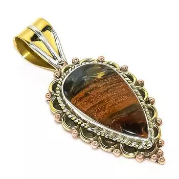 Натуральный драгоценный камень питерсит, двухцветный кулон из стерлингового серебра 925 пробы, 1,50 дюйма, r4F78