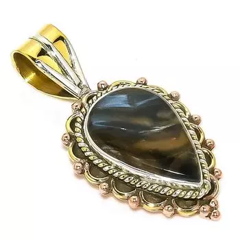 Натуральный драгоценный камень питерсит, двухцветный кулон из стерлингового серебра 925 пробы, 1,50 дюйма, y3E37