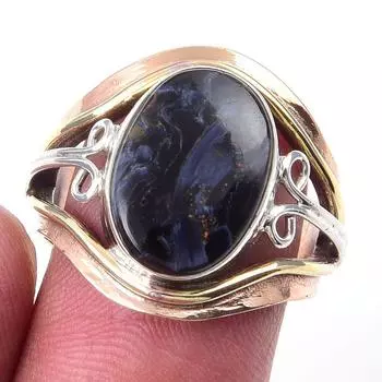 Натуральный драгоценный камень Питерсит, ювелирное изделие из стерлингового серебра 925 пробы, двухцветное кольцо S.7.5 V7l52