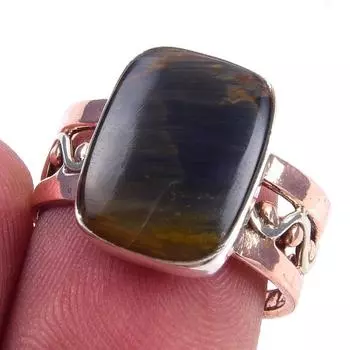 Натуральный драгоценный камень Питерсит, ювелирное изделие из стерлингового серебра 925 пробы, двухцветное кольцо S.6.5 n0j23