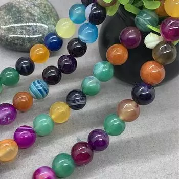 Натуральный драгоценный камень, полосатый агат, свободные бусины диаметром 4/6/8/10 мм 4mm-40pcs