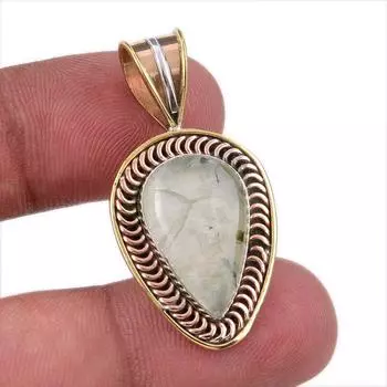 Натуральный драгоценный камень пренит 925 пробы, двухцветный кулон из стерлингового серебра 1,25 дюйма L9q52