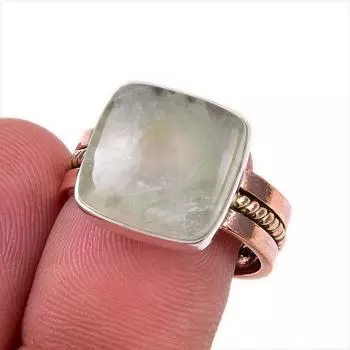 Натуральный драгоценный камень пренит, твердое серебро 925 пробы, подарочное двухцветное кольцо S.8 i8e93