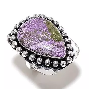 Натуральный драгоценный камень пурпурит, ручная работа, ювелирное кольцо из стерлингового серебра 925 пробы, размер 7 d9a28