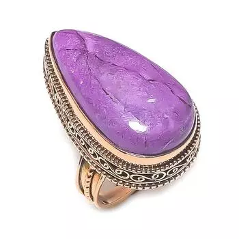 Натуральный драгоценный камень пурпурит, ручная работа, медное ювелирное кольцо, размер 9 P8f52