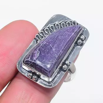 Натуральный драгоценный камень пурпурит, ювелирное кольцо ручной работы из стерлингового серебра 925 пробы, размер 9 q7f87