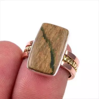 Натуральный драгоценный камень яшма 925 пробы, ювелирное изделие из стерлингового серебра, двухцветное кольцо S.6 d4u03