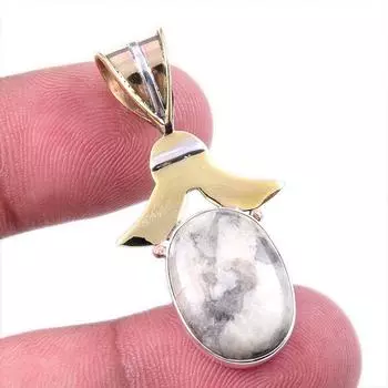 Натуральный драгоценный камень яшма 925 пробы, двухцветный кулон из стерлингового серебра 1,50 дюйма Z5Y81